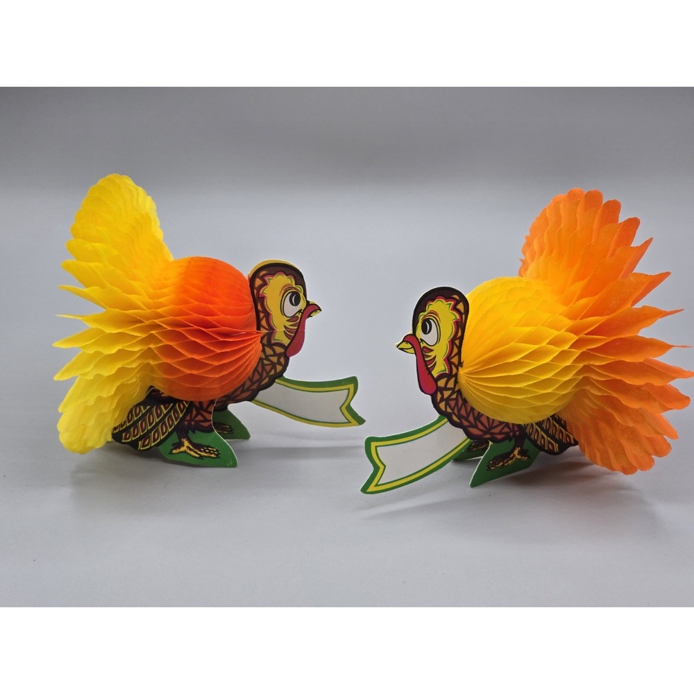Vintage‎ Thanksgiving Honeycomb Turkey Place Setting tags Thanksgiving Set Of 2